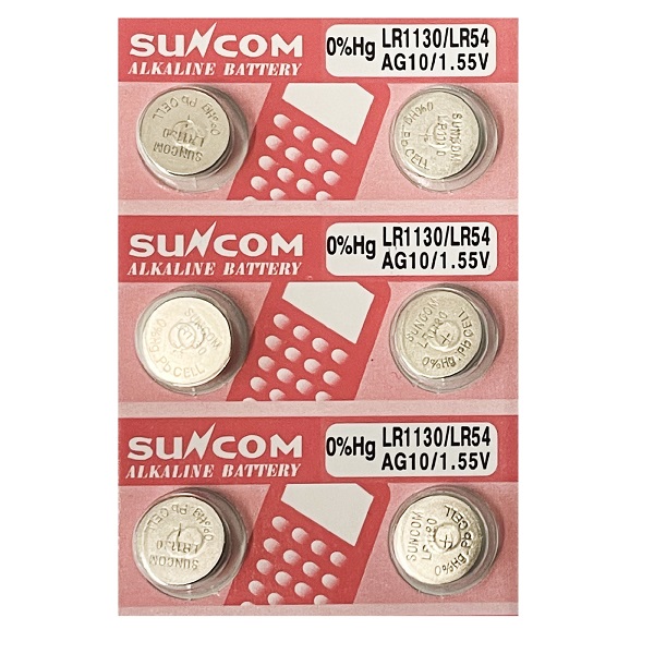 SUNCOM AG10 SR1130SW LR1130 389 Alkaline Button Battery (6 Pieces)