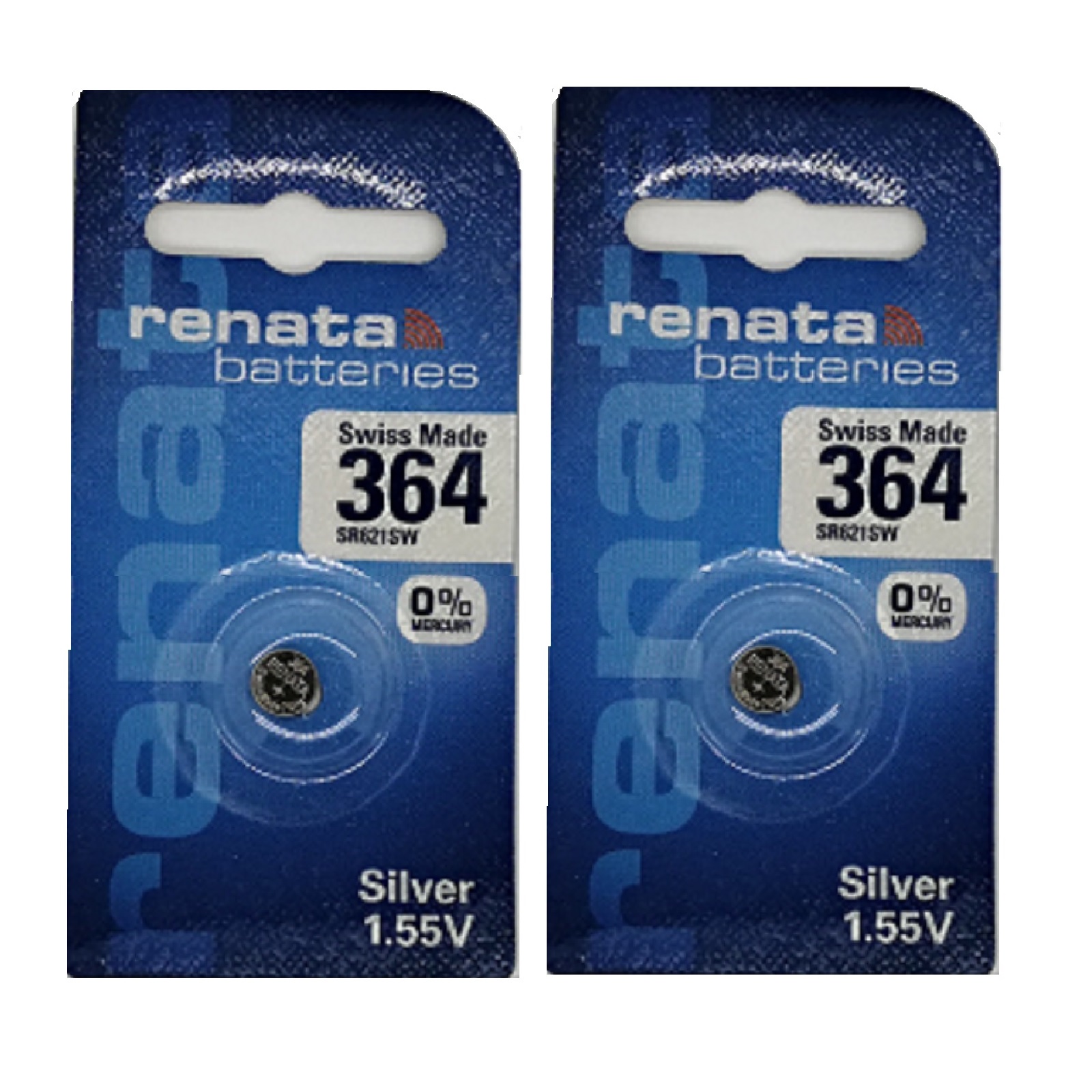 Renata 364 SR621SW AG1 LR621 Silver Oxide Button Battery Card Type (2 Pieces)