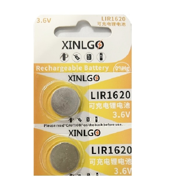 XINLGO LIR1620 3.6V Lithium Rechargeable Cell Button Battery (2 Pieces)