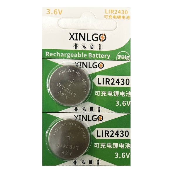 XINLGO LIR2430 3.6V Lithium Rechargeable Cell Button Battery (2 Pieces)