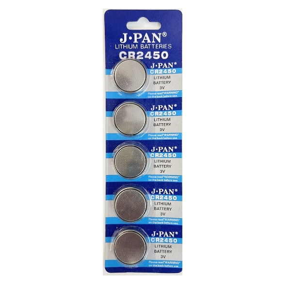 J.PAN CR2450 Lithium Cell Button Battery (5 Pieces)