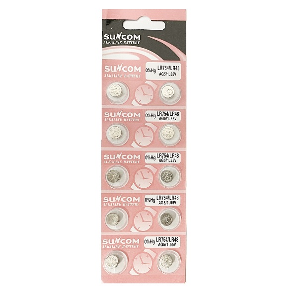 SUNCOM AG5 SR754SW LR754 LR750 393 Alkaline Button Battery (10 Pieces)