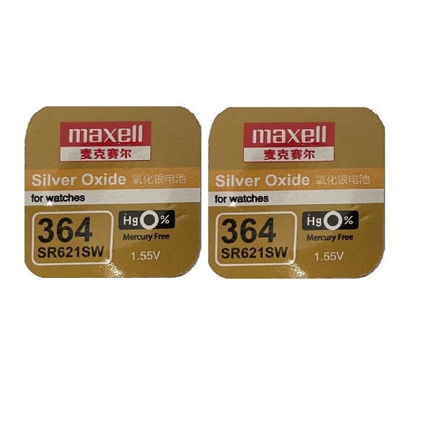Maxell 364 SR621SW AG1 LR621 Silver Oxide Button Battery (2 Pieces)