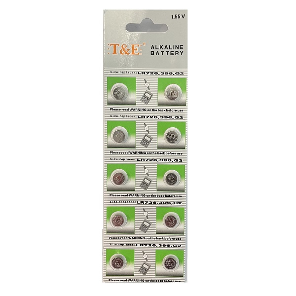 T&E AG2 SR726SW LR726 396 397 Alkaline Button Battery (10 Pieces)