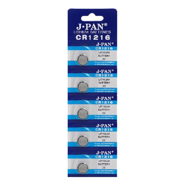 J.PAN CR1216 Lithium Cell Button Battery (5 Pieces)
