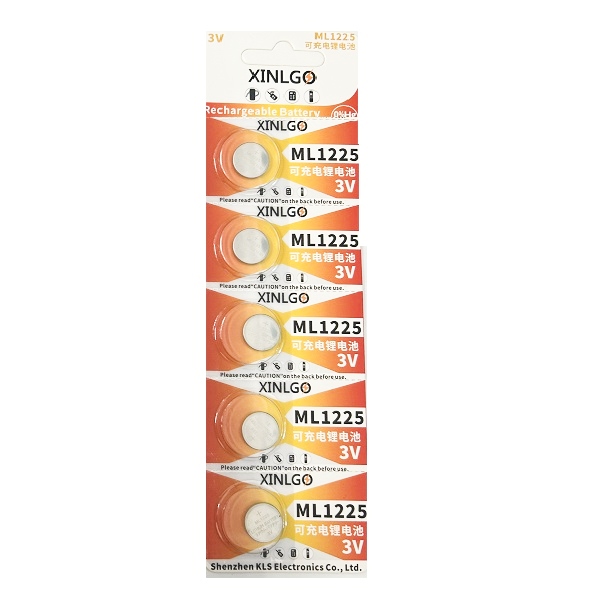 XINLGO ML1225 Rechargeable Lithium Cell Button Battery (5 Pieces)