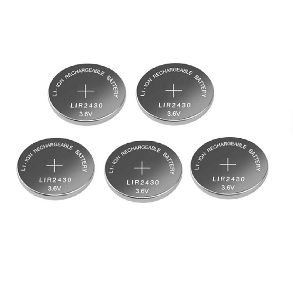 LIR2430 3.6V Rechargeable Li-ion Cell Button Industrial Battery (5 Pieces)