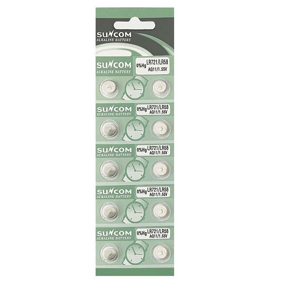 SUNCOM AG11 SR721SW LR721 LR58 362 Alkaline Button Battery (10 Pieces)