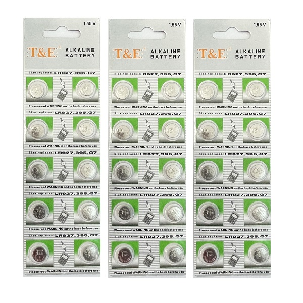 T&E AG7 SR927SW LR927 395 Alkaline Button Battery (30 Pieces)