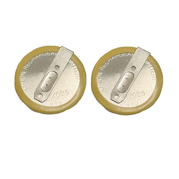 LIR2025/HKN 90° 3.6V Rechargeable Lithium Cell Button Industrial Battery (2 Pieces)