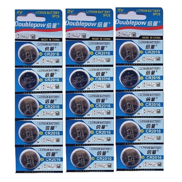 Doublepow CR2016 Lithium Cell Button Battery (15 Pieces)