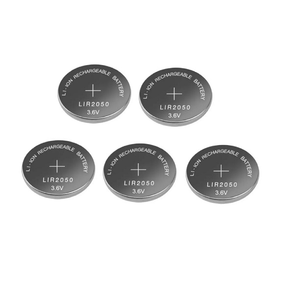 LIR2050 3.6V Rechargeable Li-ion Cell Button Industrial Battery (5 Pieces)