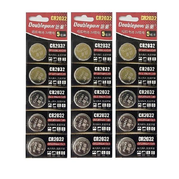 Doublepow CR2032 Lithium Cell Button Battery (15 Pieces)