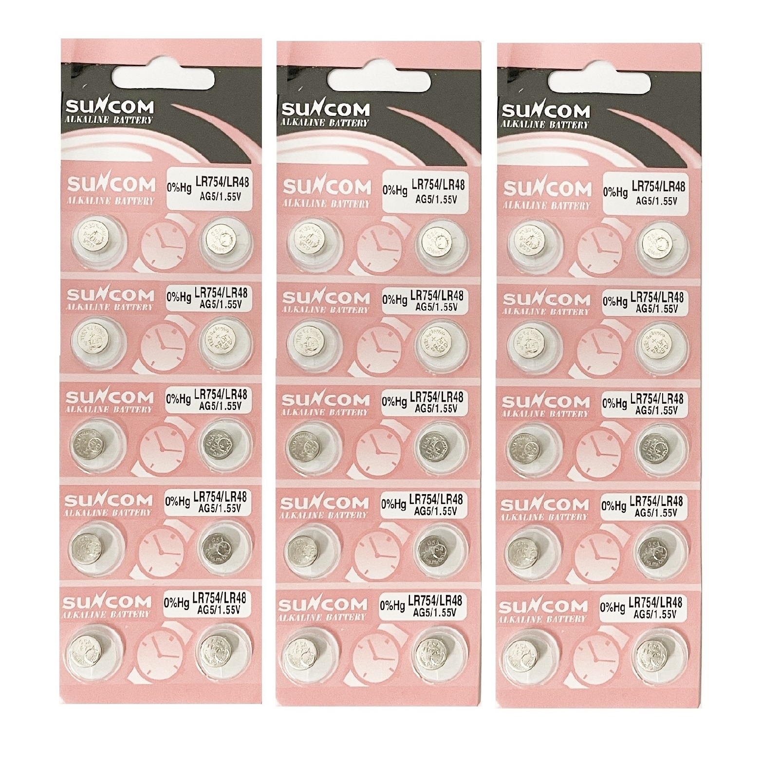 SUNCOM AG5 SR754SW LR754 LR750 393 Alkaline Button Battery (30 Pieces)