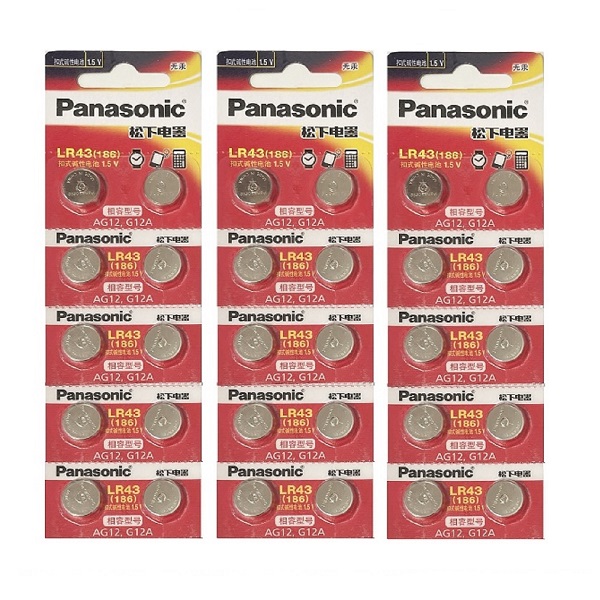 Panasonic LR43 AG12 SR43SW 386 Alkaline Button Battery (30 Pieces)