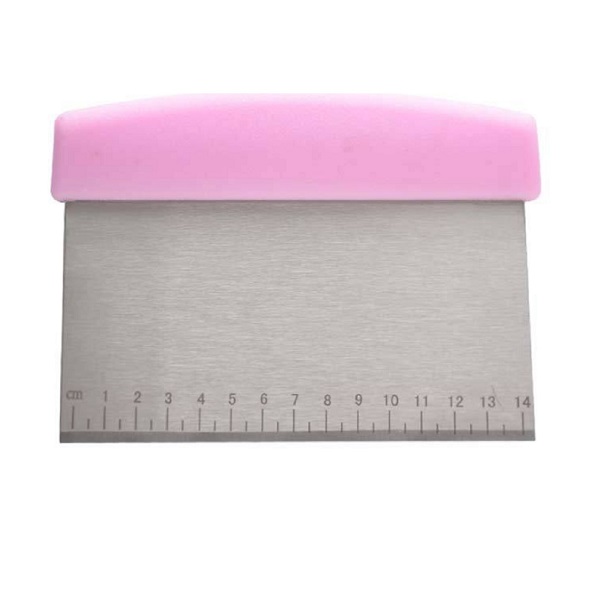 Stainless Steel Pizza Dough Scraper Cutter Flour Pastry (Pink)