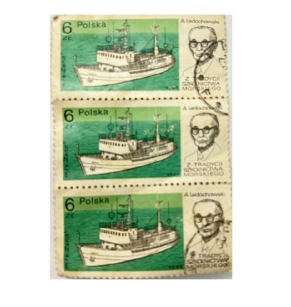 Polska Used 6 Zlotych 1980 Used Postage Stamp with Count Ledochowski and Ship