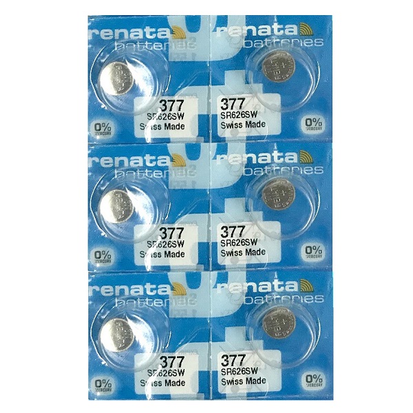 Renata 377 SR626SW AG4 LR66 Silver Oxide Button Battery (6 Pieces)