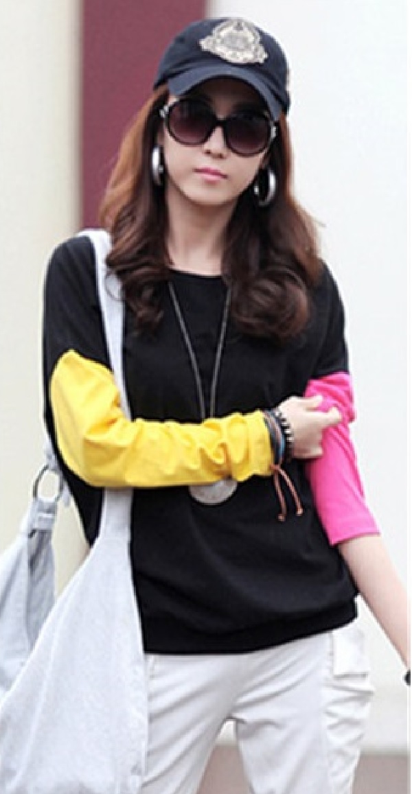 Fashion Spring New Round Neck Long Sleeve T-Shirt Size L