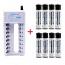 DoublePow DP-B108 8 Slot Battery Charger + 8 Pcs 1100mAh AAA Battery