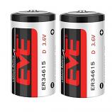 EVE ER34615 3.6V Type D Lithium Thionyl Chloride (Li-SOCl2) Cylindrical Battery (2 Pieces)