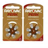 RAYOVAC PEAK Size 312 Zinc Air Hearing Aid Battery (2 Cards)
