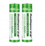 Doublepow 18650 3000MAh LSD Li-on Rechargeable Pointed Head Battery (2 Pieces)