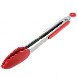 Stainless Steel Handle High Temperature Resistant Non Slip Silicone Food Clip Tong (12 Inch Red)