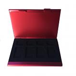 Portable Aluminum Double Layer SIM Memory Card Case Holder 8 Standard+6 Micro+SIM Pin (Red)