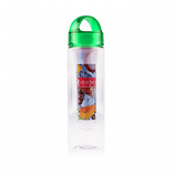 Tritan Plastic BPA Free Fruit Infuser Water Bottle Round Hander 700ml (Green)