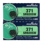 muRata 371 SR920SW AG6 Silver Oxide Button Battery (2 Pieces)