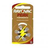 RAYOVAC PEAK Size 10 Zinc Air Hearing Aid Battery (1 Card)