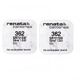 Renata 362 SR721SW Silver Oxide Button Battery (2 Pieces)