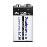 Doublepow 9V 6F22 550mAh LSD Lithium Rechargeable Battery (1 Piece)