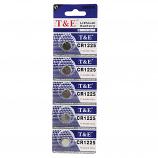 T&E CR1225 Lithium Cell Button Battery (5 Pieces)