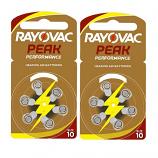 RAYOVAC PEAK Size 10 Zinc Air Hearing Aid Battery (2 Cards)